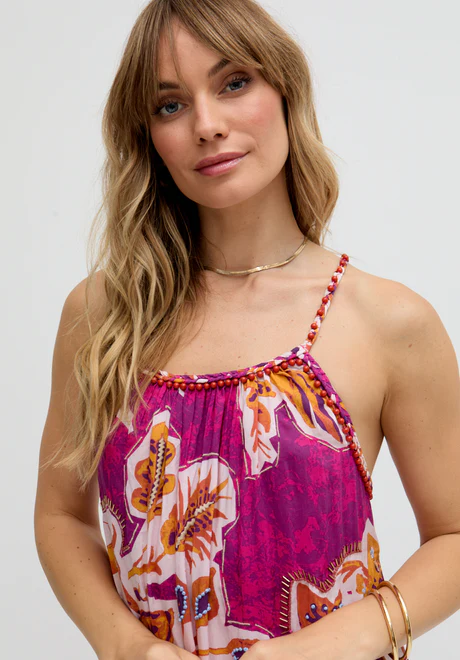 Spaghetti Strap Floral Print Multicolor Maxi Dress